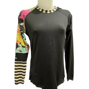 Volcom Black Rashguard with Multicolor Sleeve